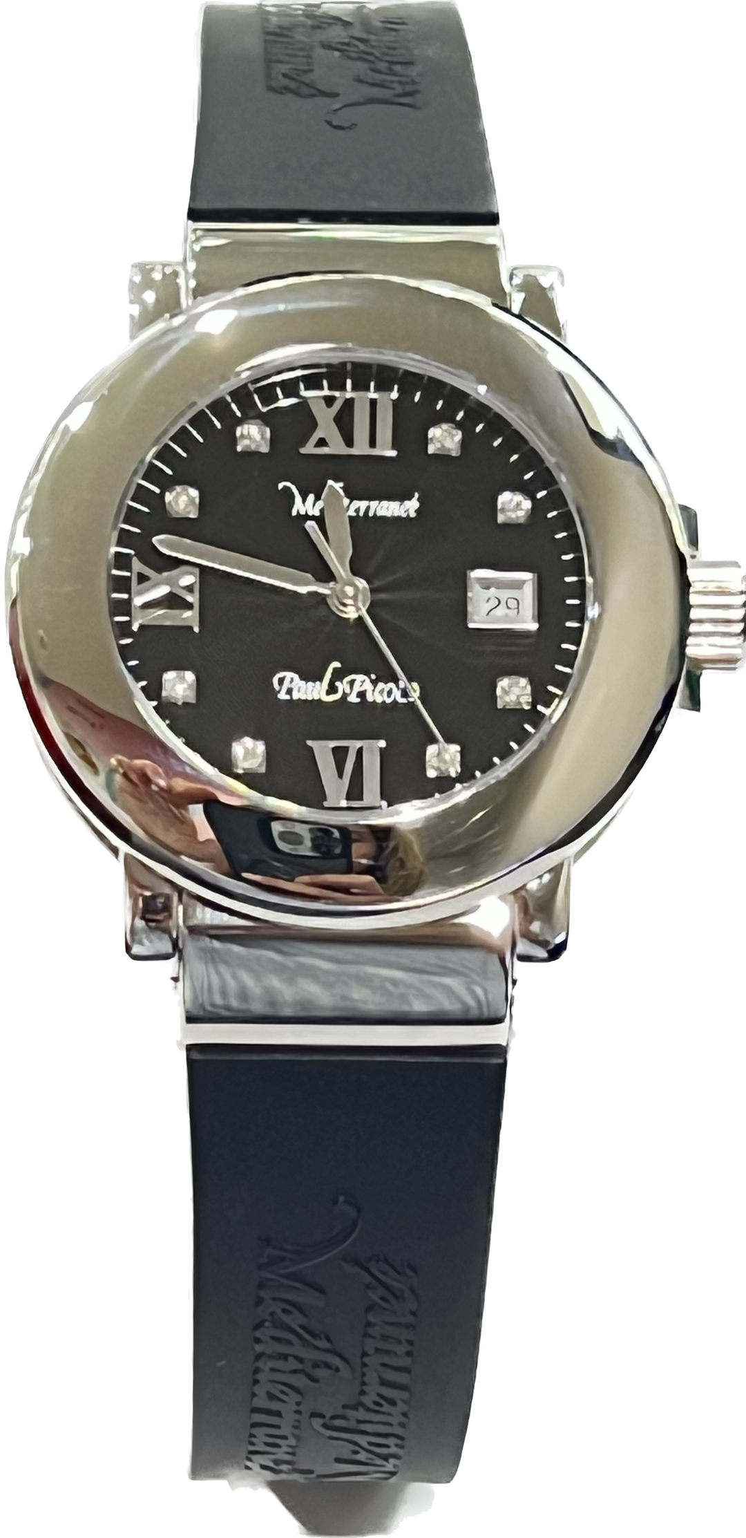 Paul Picot Mediterranean horloge '36 mm Black Quartz Steel Diamonds 4108 D08