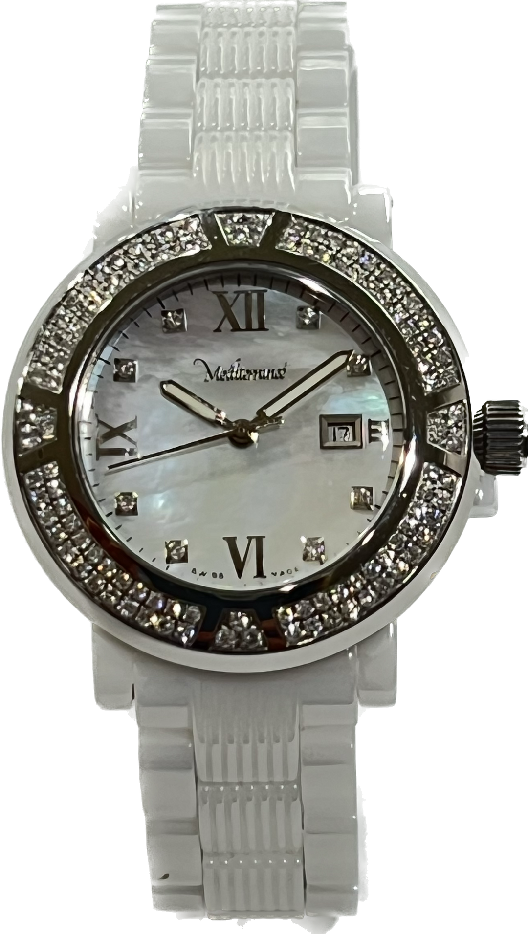 Paul Picot Mediterranean horloge '36 mm Black Quartz Steel Ceramic Diamonds 3296 WD116