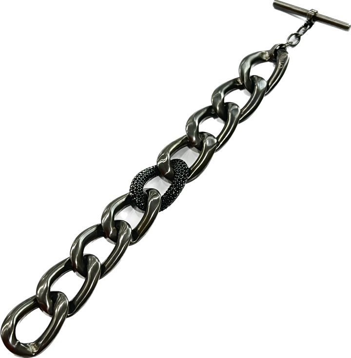 Sidalo bracciale Groumette argento 925 finitura rutenio zirconi black M-4441-BL