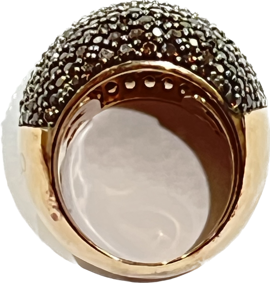 Sidalo anello Pavè Brown argento 925 finitura PVD oro rosa cubic zirconia M4425-BW