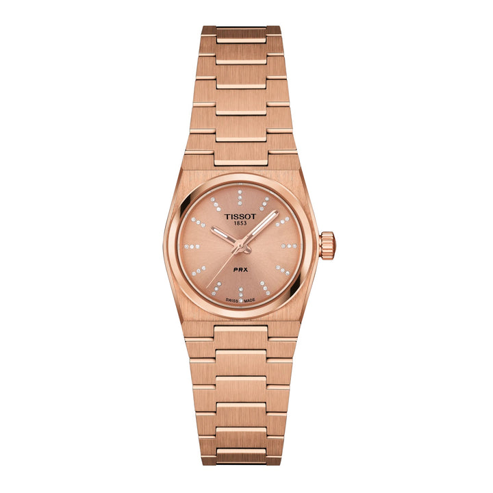 Montre Tissot PRX 25mm or rose diamants quartz acier PVD finition or rose T137.010.33.506.00