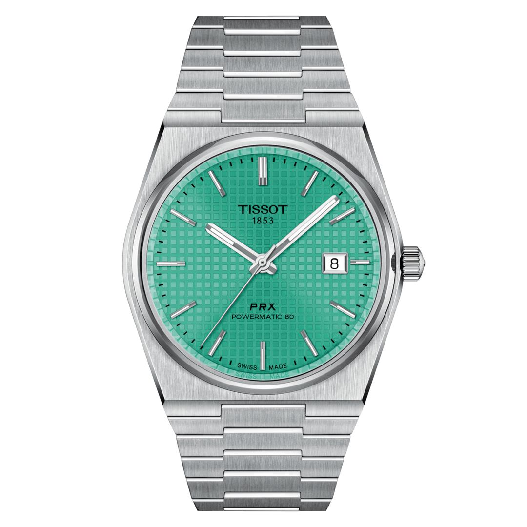 Montre Tissot PRX Powermatic 80 40 mm vert eau automatique acier T137.407.11.091.01