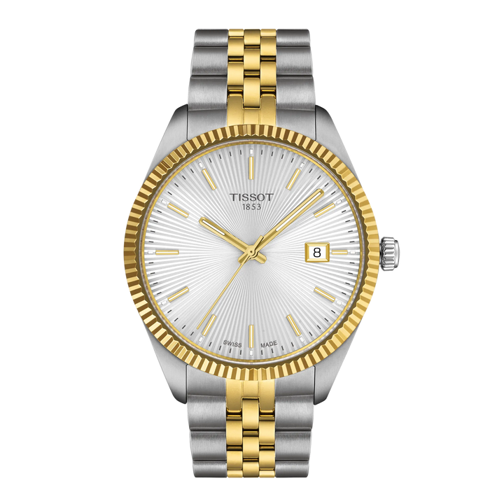 Tissot Ballade Watch 40mm Silver Quartz Steel Finitions PVD Yellow Gold T156.410.22.031.00