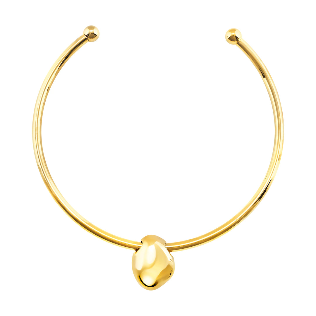 Breil Petra gargantilla rígida acero acabado PVD oro 14K aventurina verde TJ4242