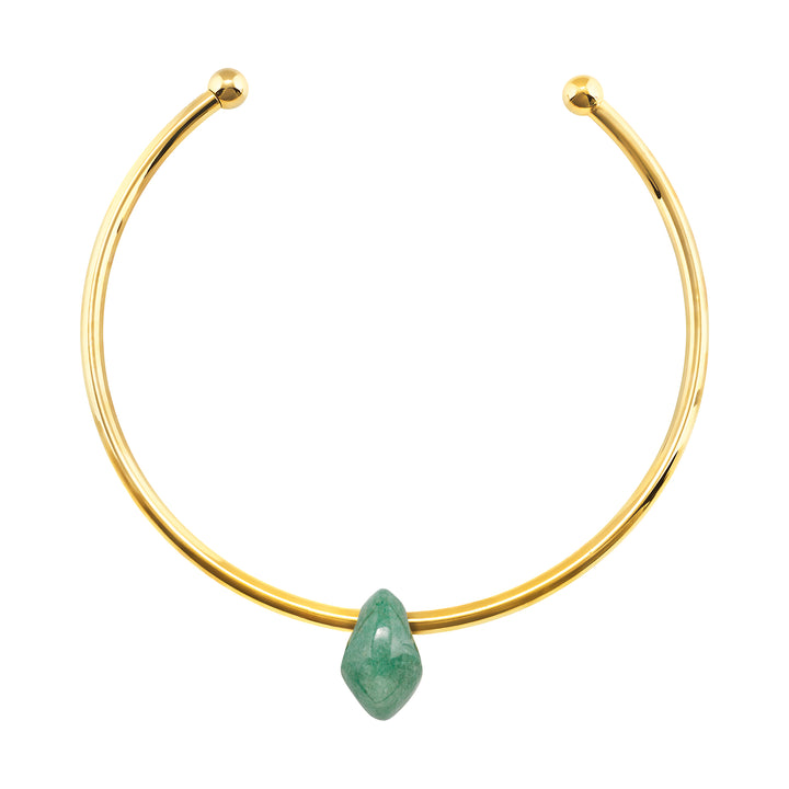 Breil Petra gargantilla rígida acero acabado PVD oro 14K aventurina verde TJ4242