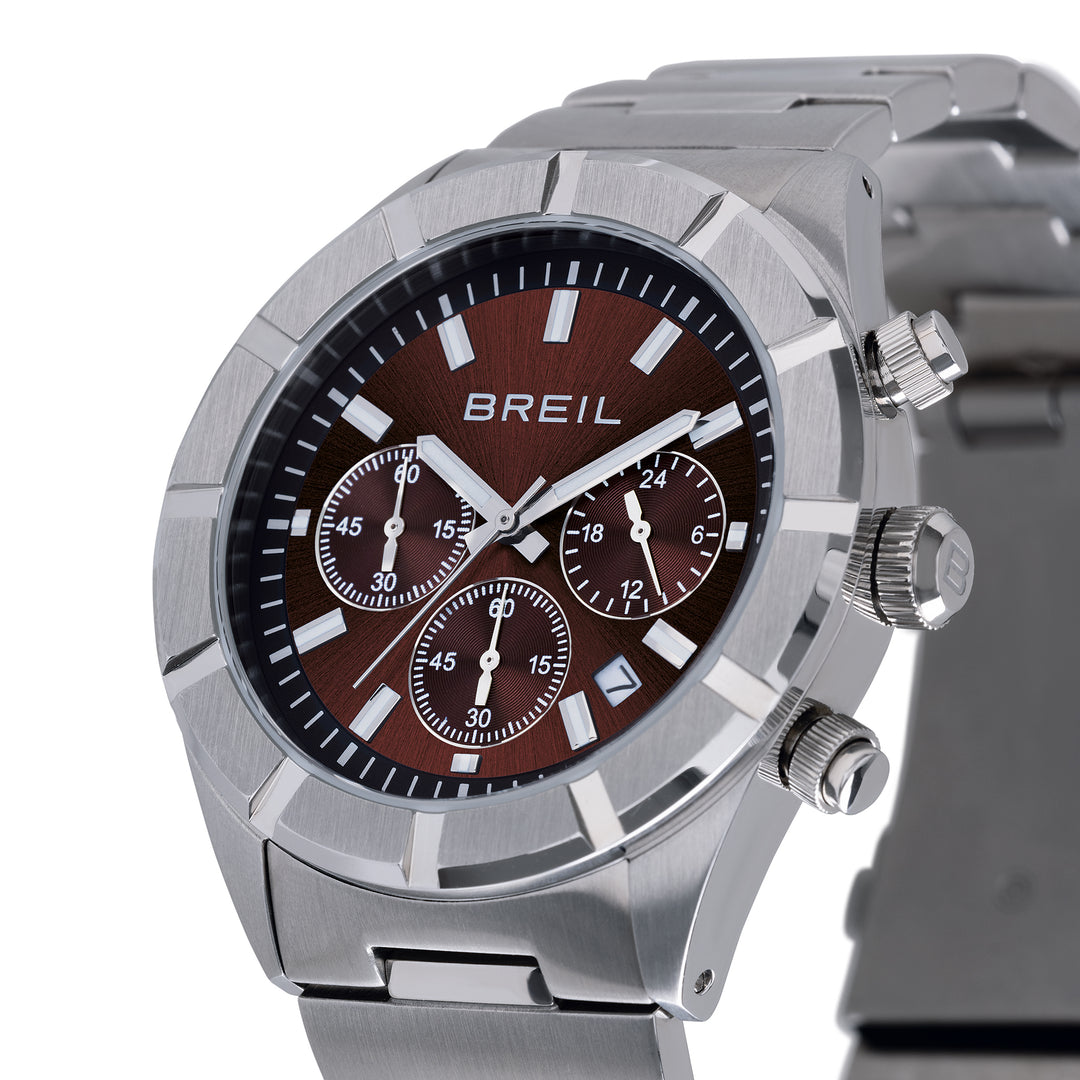 Montre Breil B 12 Chorono 42mm acier quartz marron TW2072