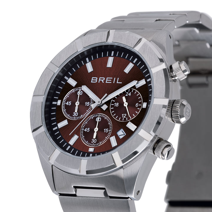 Montre Breil B 12 Chorono 42mm acier quartz marron TW2072