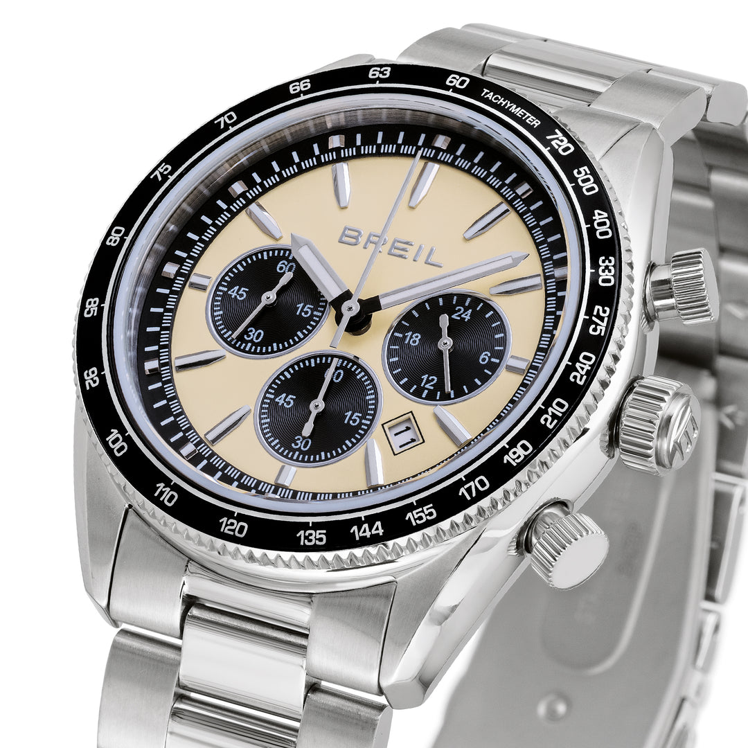 Breil Vanguard Chrono watch 43mm beige quartz steel TW2109