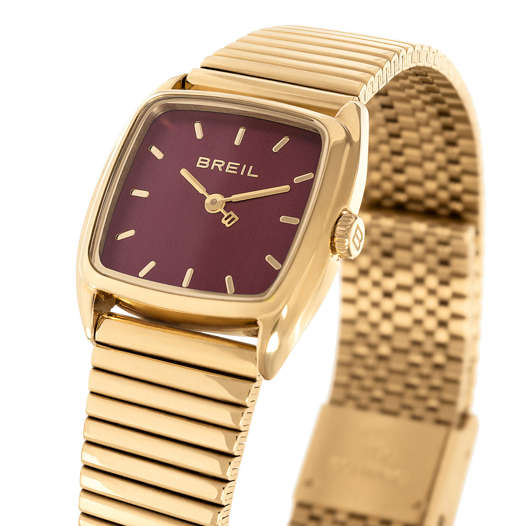 Montre Breil Stylize 24mm acier quartz bordeaux finition PVD or jaune TW2120
