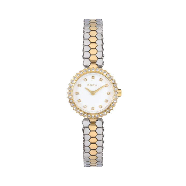 Montre Breil Primp 24mm acier quartz blanc finition PVD or 14 carats TW2200
