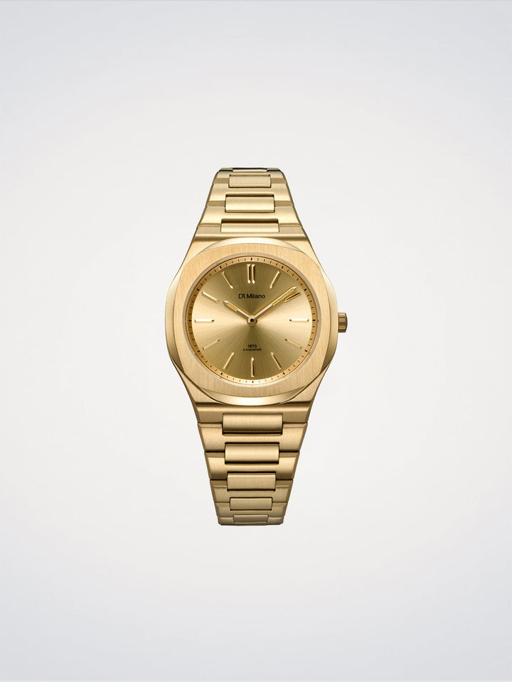 Reloj ultradelgado D1 Milano Gold Mellow 34 mm D1-UHBL02