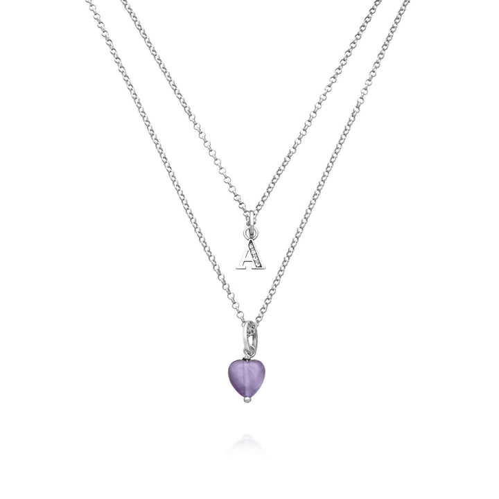 Collier Giovanni Raspini cadeau précieux lettre à Collier en argent 925, améthyste et zircons X01494