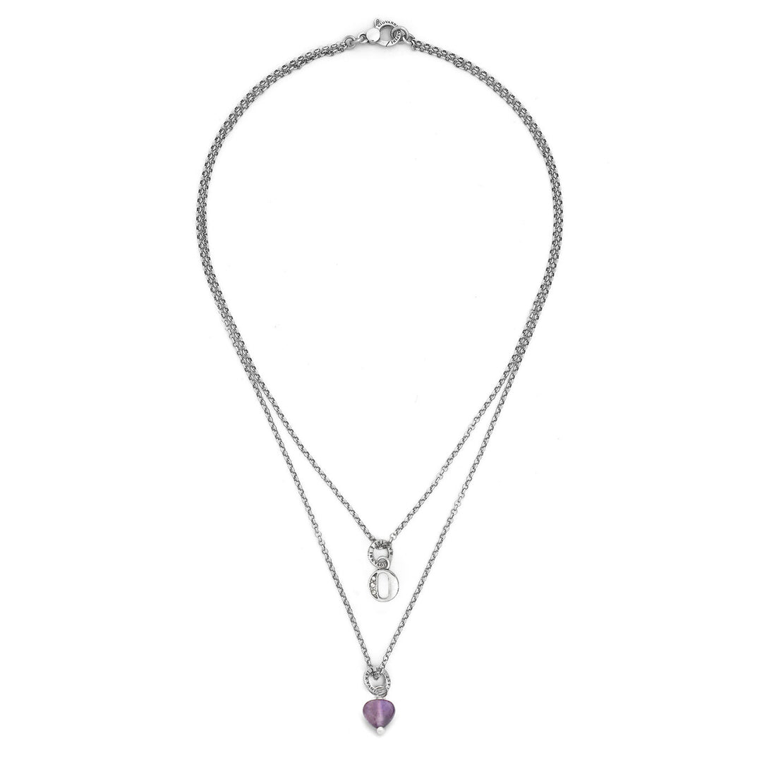 Collier Giovanni Raspini cadeau précieux lettre o Collier en argent 925, améthyste et zircons X01480