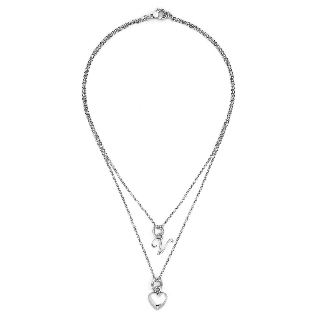 Collar de corazón y letra v de Giovanni Raspini Collar de plata 925 X01549