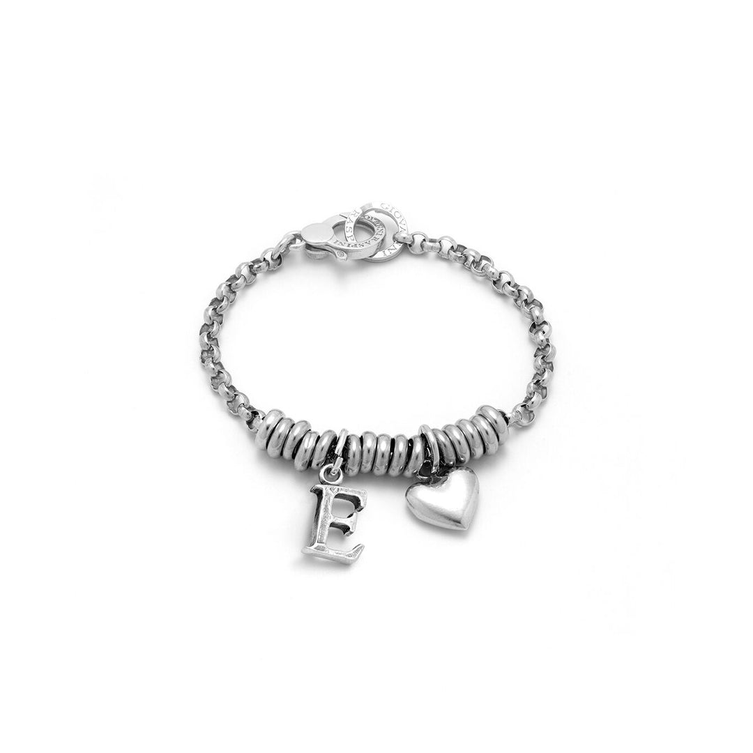 Pulsera Giovanni Raspini Corazón y Letra E plata X01893