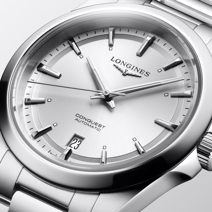 Reloj Longines Conquest 38mm plateado automático de acero L3.720.4.72.6