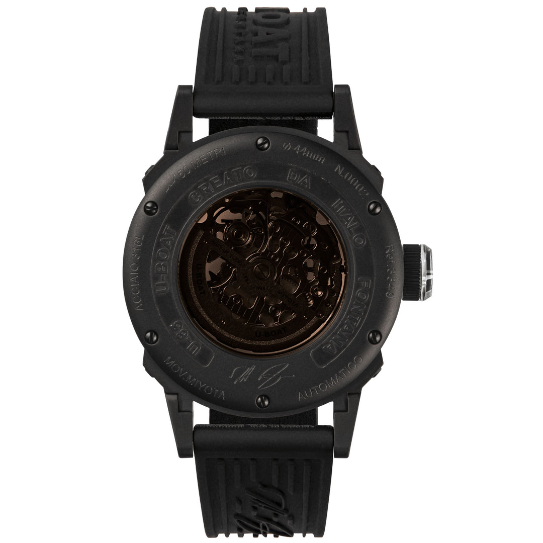 Reloj U-BOAT U-65 44mm blanco automático acero acabado PVD negro 3349