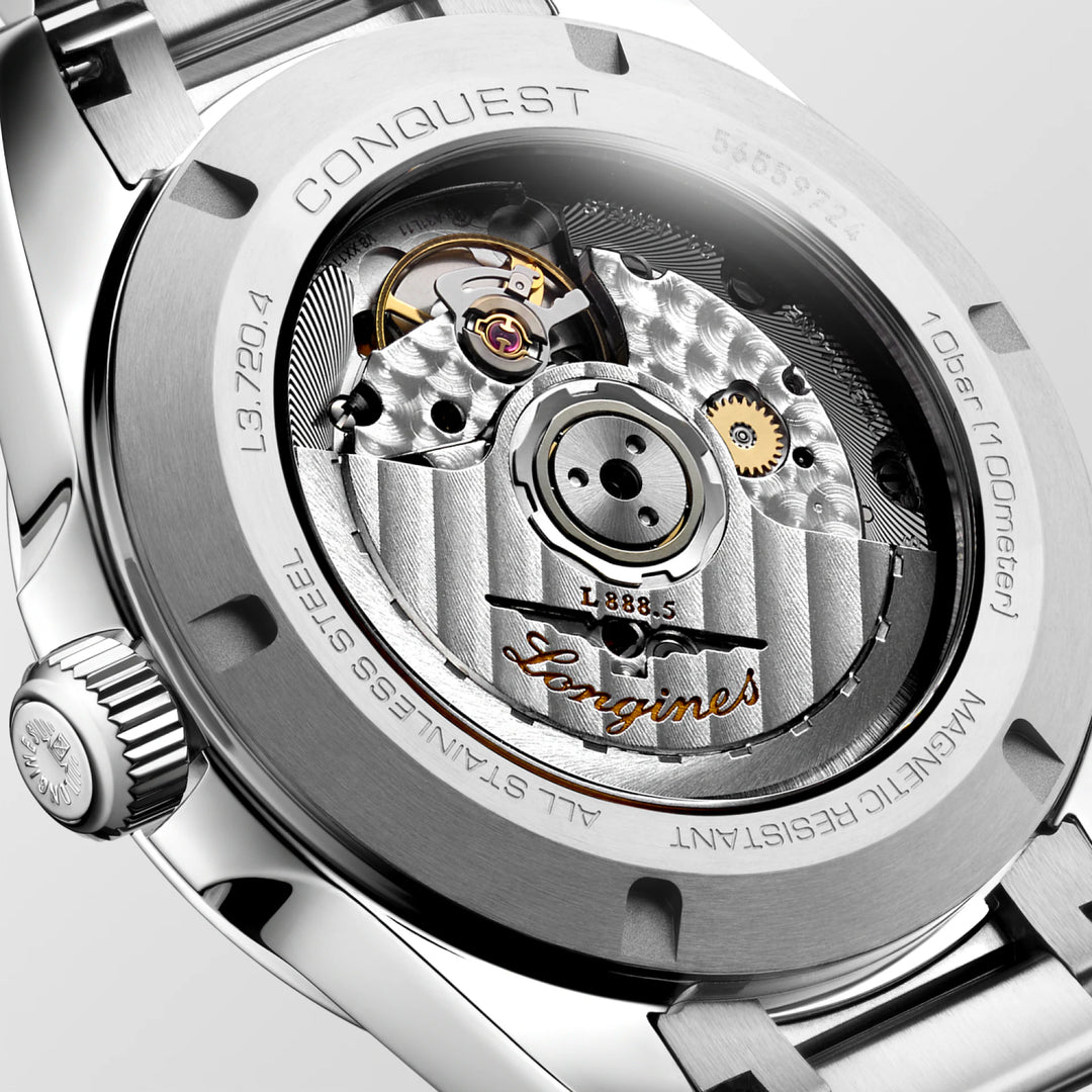 Reloj Longines Conquest 38mm plateado automático de acero L3.720.4.72.6