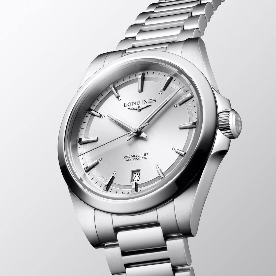 Reloj Longines Conquest 38mm plateado automático de acero L3.720.4.72.6