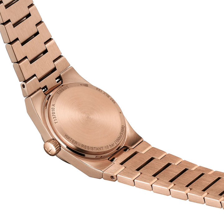 Montre Tissot PRX 25mm or rose diamants quartz acier PVD finition or rose T137.010.33.506.00