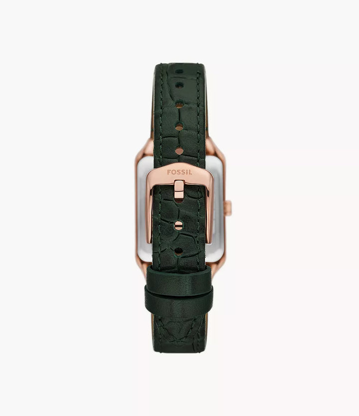 Reloj Fosssil Raquel 23mm Verde Acabado De Acero De Cuarzo PVD Oro Rosa ES5366