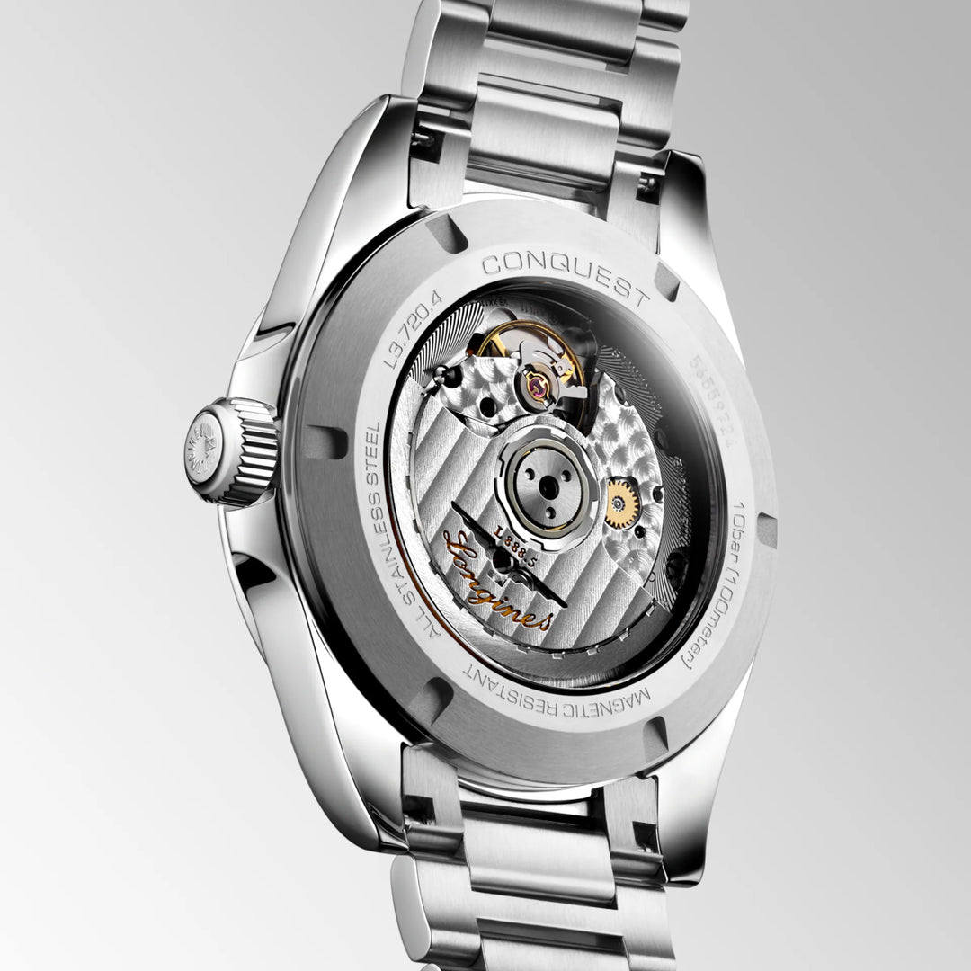 Reloj Longines Conquest 38mm plateado automático de acero L3.720.4.72.6