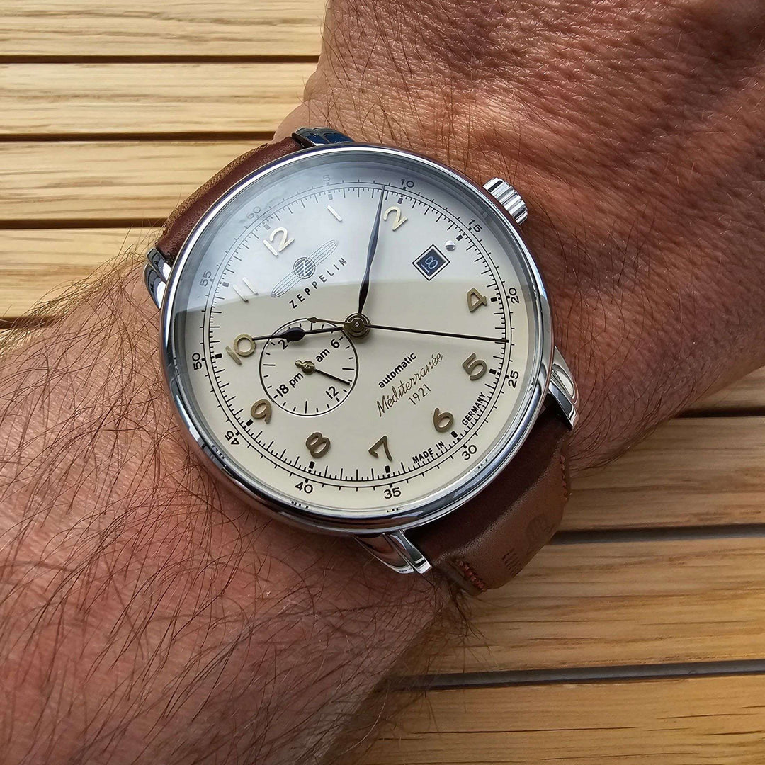 Zeppelin LZ121 Mediterranèe 24ore 40mm beige automático acero 9668-5