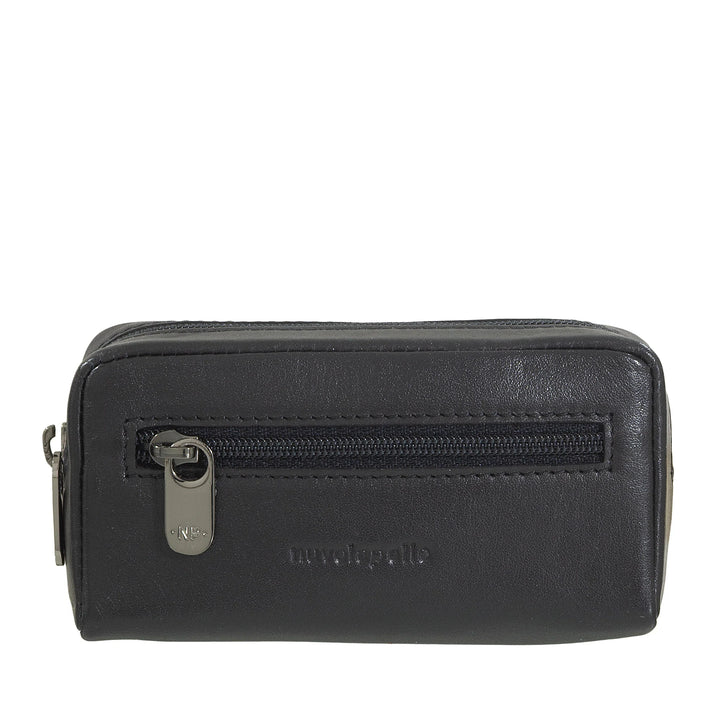Porte-clés Nuvola Pelle pour homme et femme en cuir véritable – Porte-monnaie avec fermeture éclair et 2 porte-clés