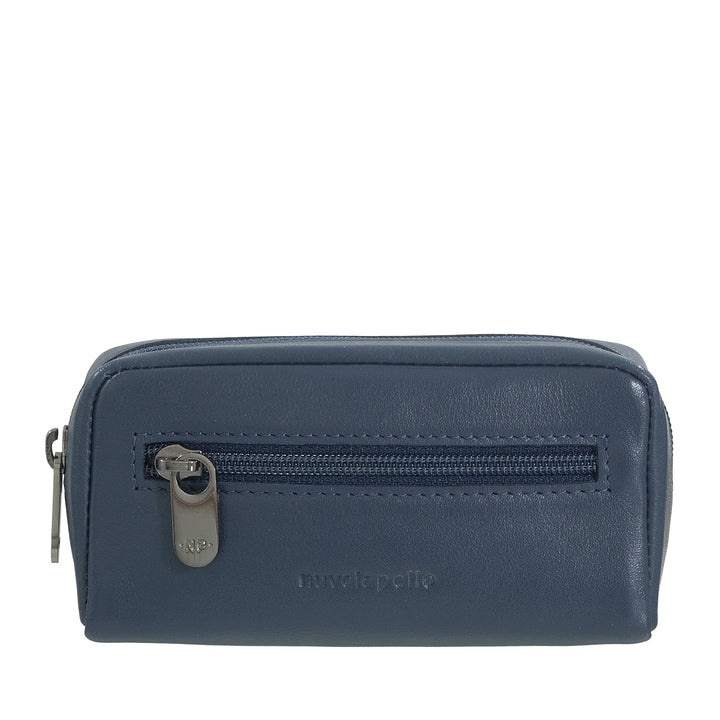 Porte-clés Nuvola Pelle pour homme et femme en cuir véritable – Porte-monnaie avec fermeture éclair et 2 porte-clés