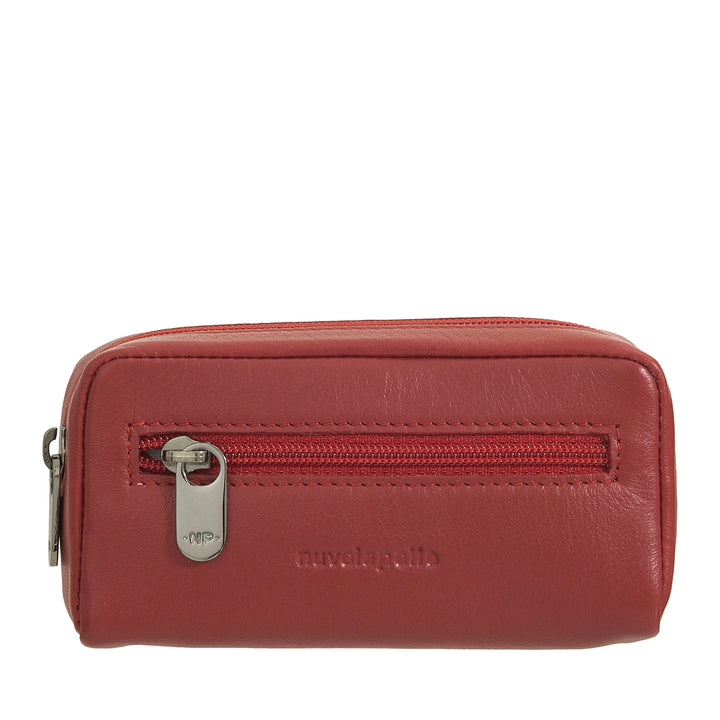 Nuvola Pelle Portachiavi Uomo Donna in Vera Pelle - Borsa Astuccio Portamonete con Cerniera Zip e 2 Anelli per Chiavi