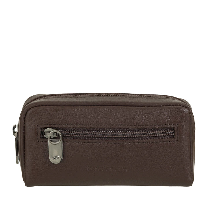 Porte-clés Nuvola Pelle pour homme et femme en cuir véritable – Porte-monnaie avec fermeture éclair et 2 porte-clés