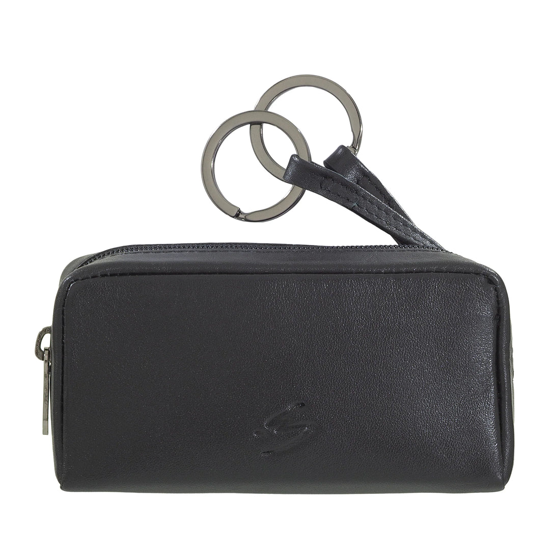 Porte-clés Nuvola Pelle pour homme et femme en cuir véritable – Porte-monnaie avec fermeture éclair et 2 porte-clés