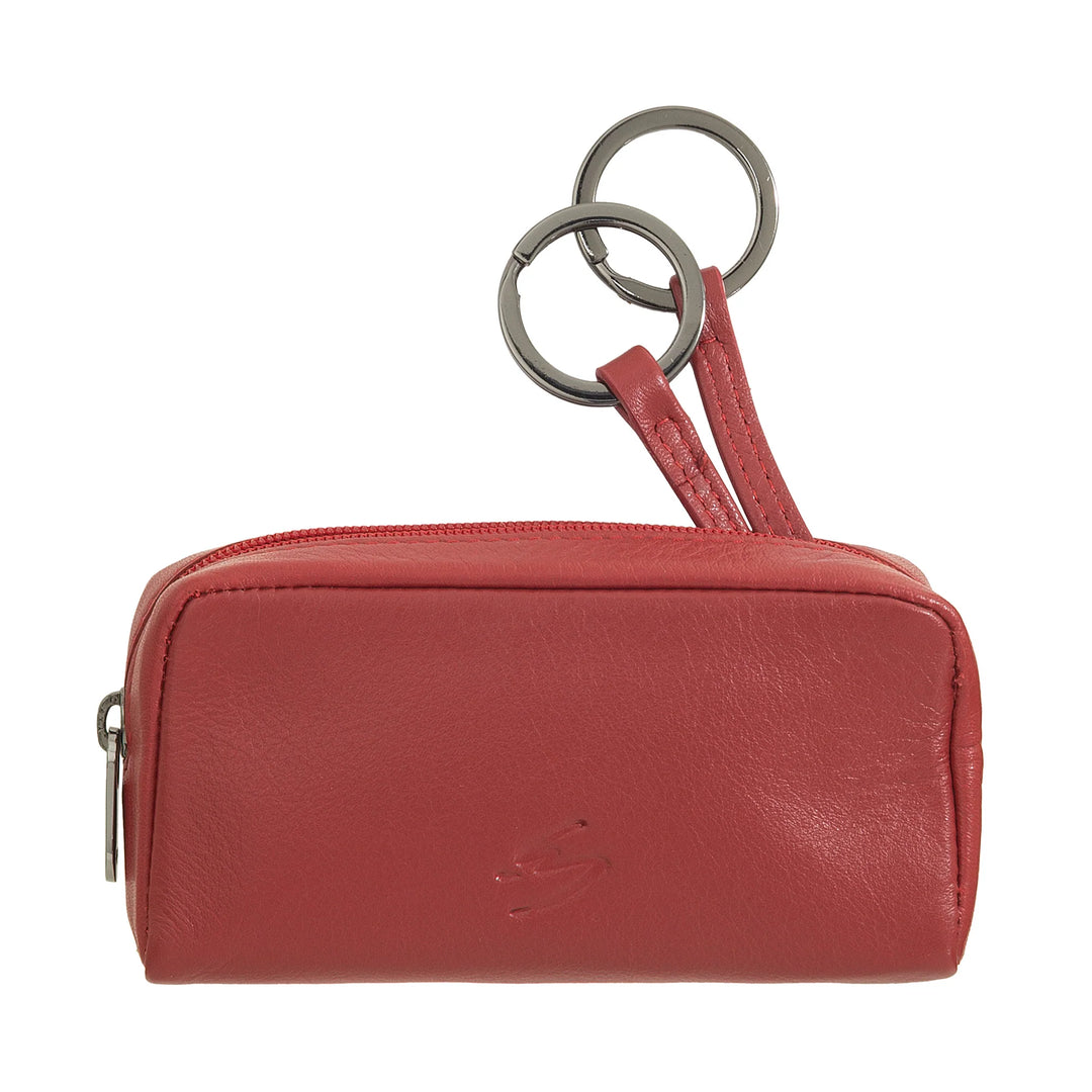 Nuvola Pelle Portachiavi Uomo Donna in Vera Pelle - Borsa Astuccio Portamonete con Cerniera Zip e 2 Anelli per Chiavi