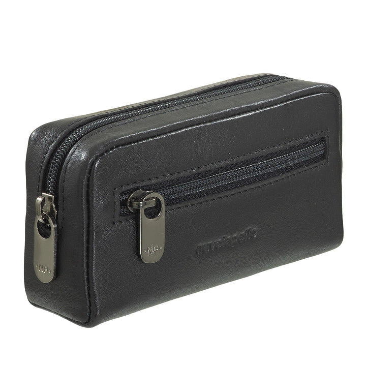 Porte-clés Nuvola Pelle pour homme et femme en cuir véritable – Porte-monnaie avec fermeture éclair et 2 porte-clés