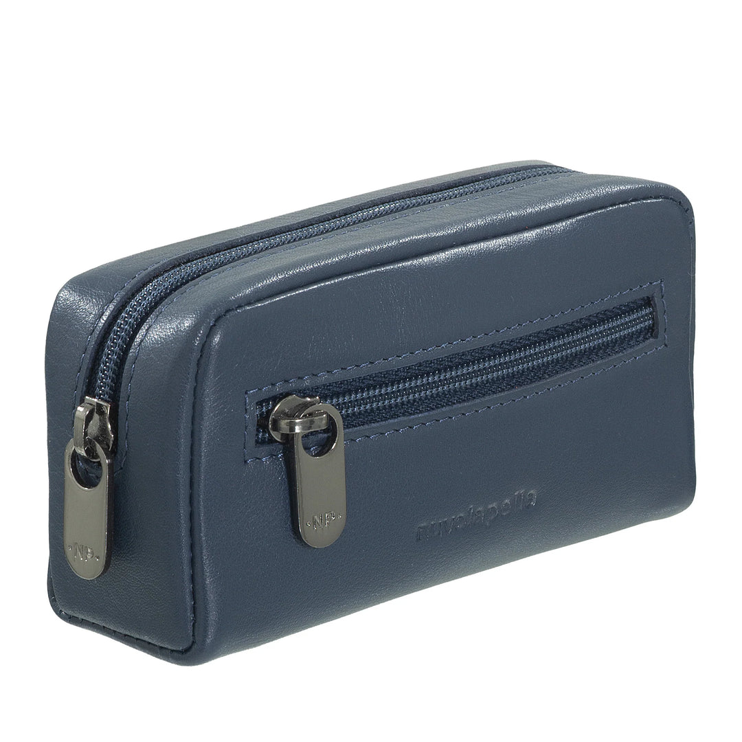 Porte-clés Nuvola Pelle pour homme et femme en cuir véritable – Porte-monnaie avec fermeture éclair et 2 porte-clés