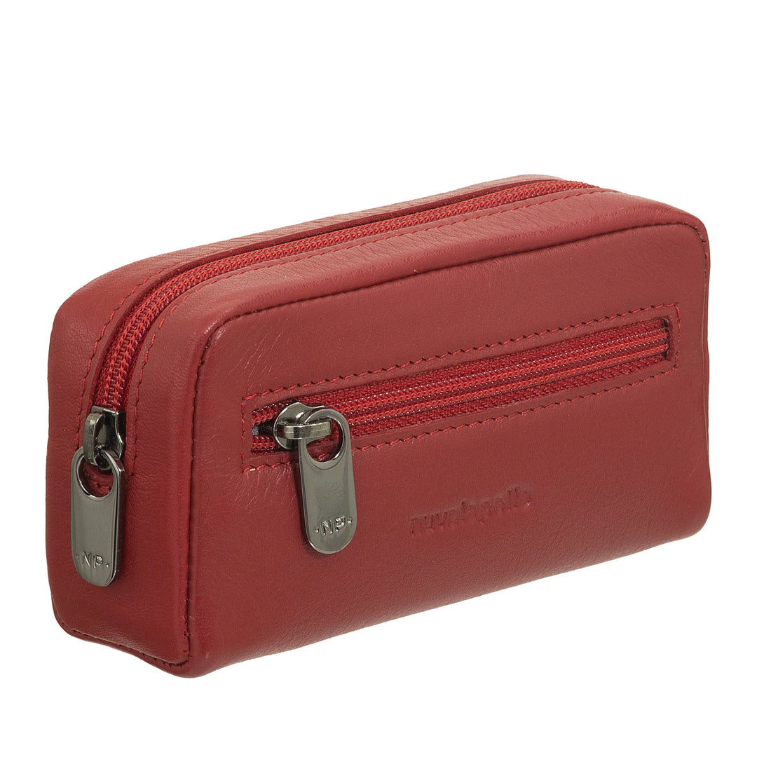 Nuvola Pelle Portachiavi Uomo Donna in Vera Pelle - Borsa Astuccio Portamonete con Cerniera Zip e 2 Anelli per Chiavi