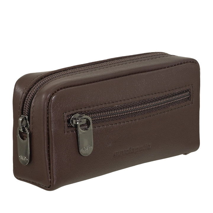Porte-clés Nuvola Pelle pour homme et femme en cuir véritable – Porte-monnaie avec fermeture éclair et 2 porte-clés