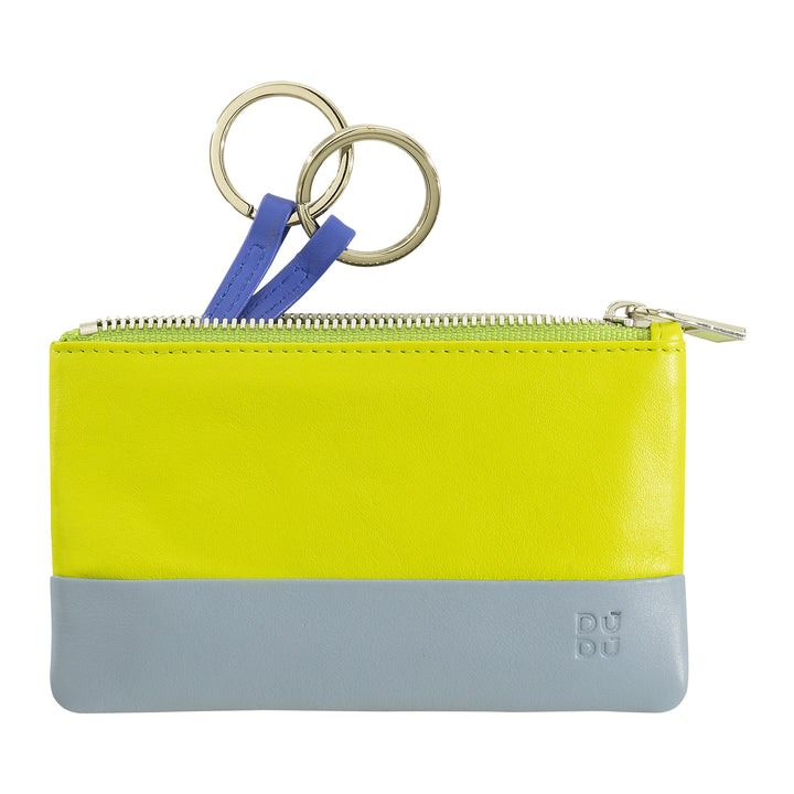 DUDU Étui à clés en cuir coloré pour homme et femme, format sachet avec zip