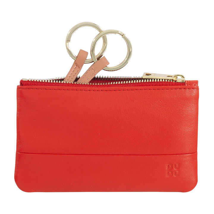 DUDU Étui à clés en cuir coloré pour homme et femme, format sachet avec zip