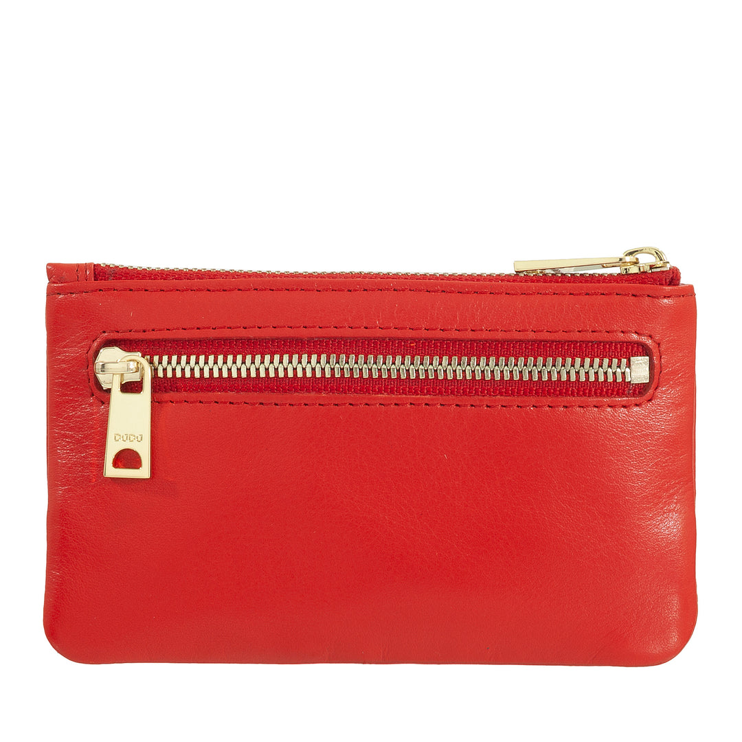DUDU Étui à clés en cuir coloré pour homme et femme, format sachet avec zip