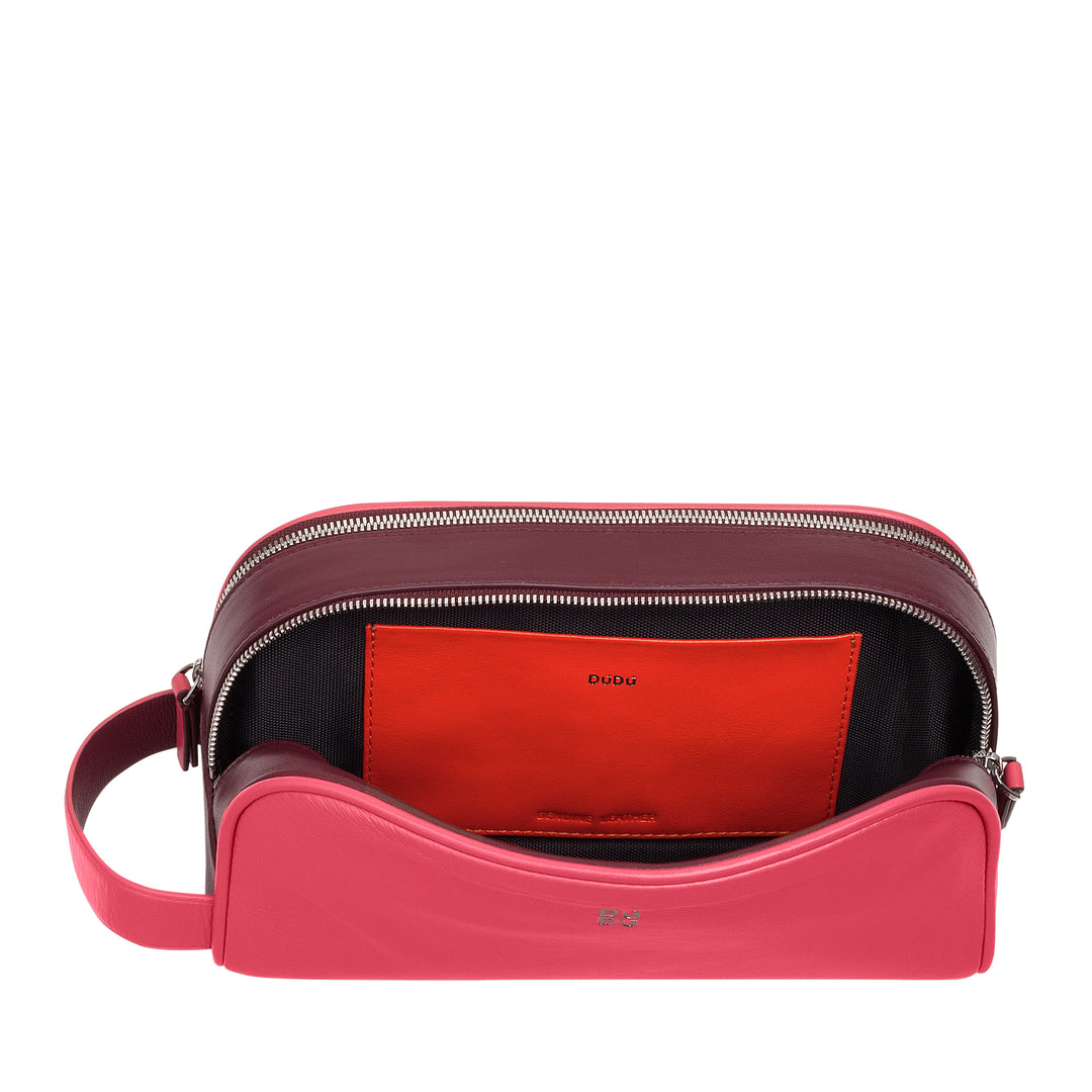 DUDU Neceser de Viaje para Hombre y Mujer en Piel Suave y Duradera, Neceser con Doble Cremallera, Interior Repelente al Agua, Bolso de Mano con Asa