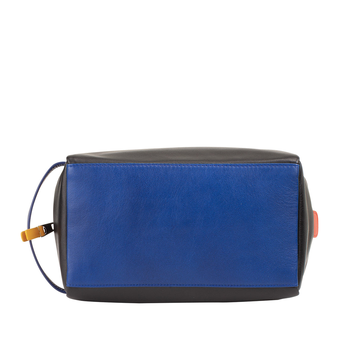 DUDU Leather Beauty Case for Men and Women - Elegant Travel Cosmetic Bag, Minimal Design, Real Leather, Compact Toiletry Bag for Accessories and Cosmetics