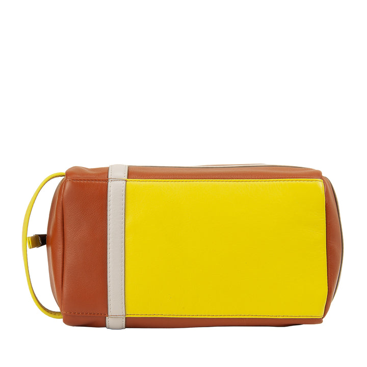 DUDU Estuche de Belleza para Hombre y Mujer en Piel con Cremallera - Diseño Inspirado en el Tenis con Asa Lateral para Viajes, Gimnasio y Uso Diario
