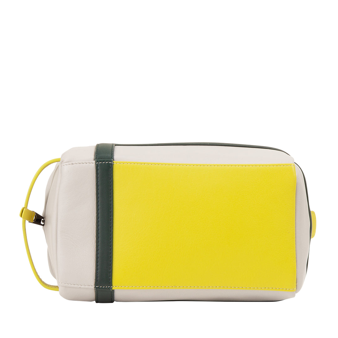 DUDU Estuche de Belleza para Hombre y Mujer en Piel con Cremallera - Diseño Inspirado en el Tenis con Asa Lateral para Viajes, Gimnasio y Uso Diario