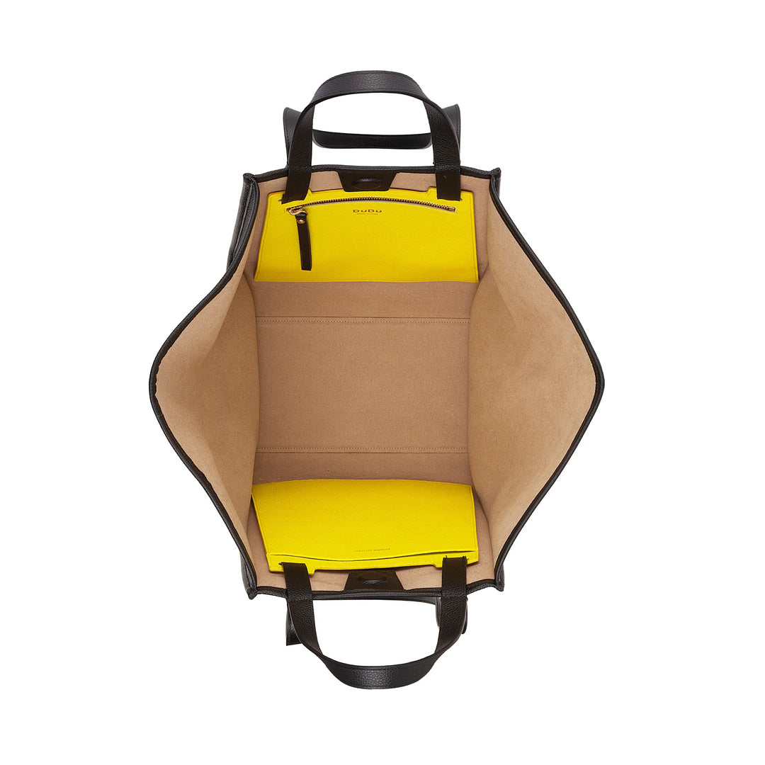 DUDU Damen-Umhängetasche aus echtem Leder, hergestellt in Italien, elegante Shopper-Tragetasche, Doppelgriff, Vollnarbenleder oder Wildleder – große Handtasche für Arbeit und Freizeit