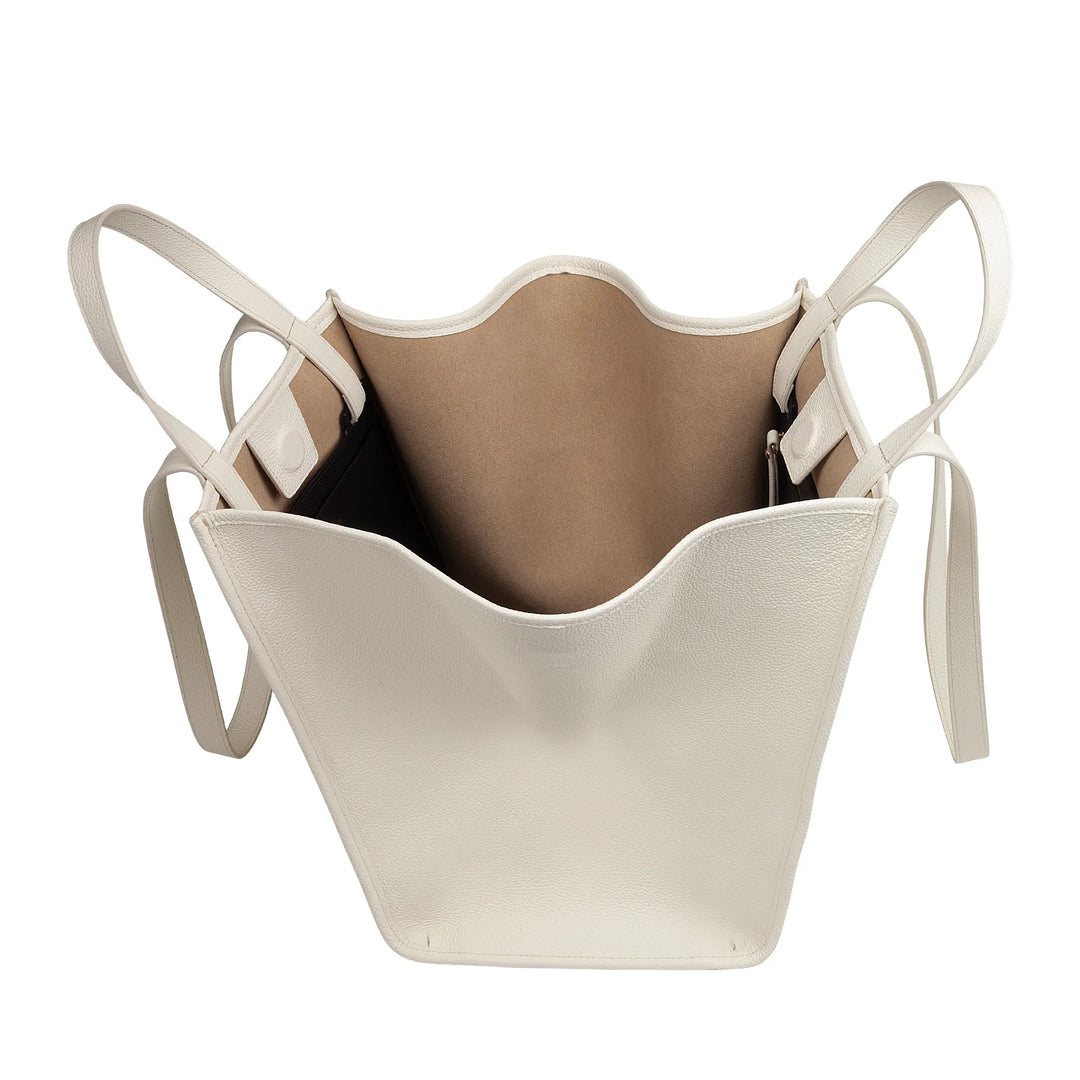 DUDU Bolso de Mujer en Piel Auténtica Made in Italy, Elegante Bolso Shopper Tote, Doble Asa, Piel Flor o Ante - Bolso Grande para Trabajo y Tiempo libre