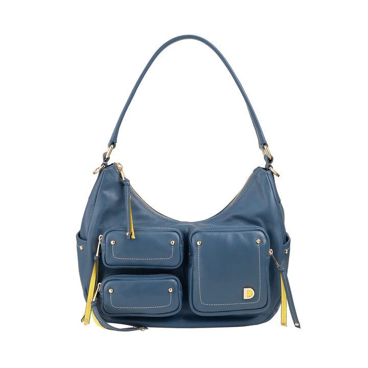 DUDU Borsa a Spalla Donna in Pelle con Tracolla Removibile, Capiente ed Elegante - Hobo Bag con Tasche Multiple, Borsa a Banana con Cerniera