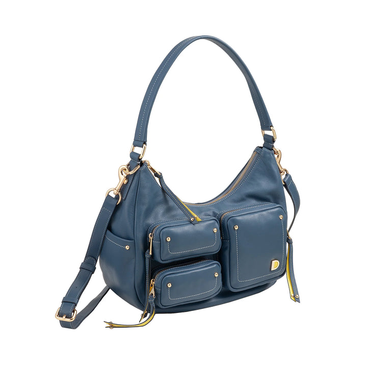 DUDU Borsa a Spalla Donna in Pelle con Tracolla Removibile, Capiente ed Elegante - Hobo Bag con Tasche Multiple, Borsa a Banana con Cerniera