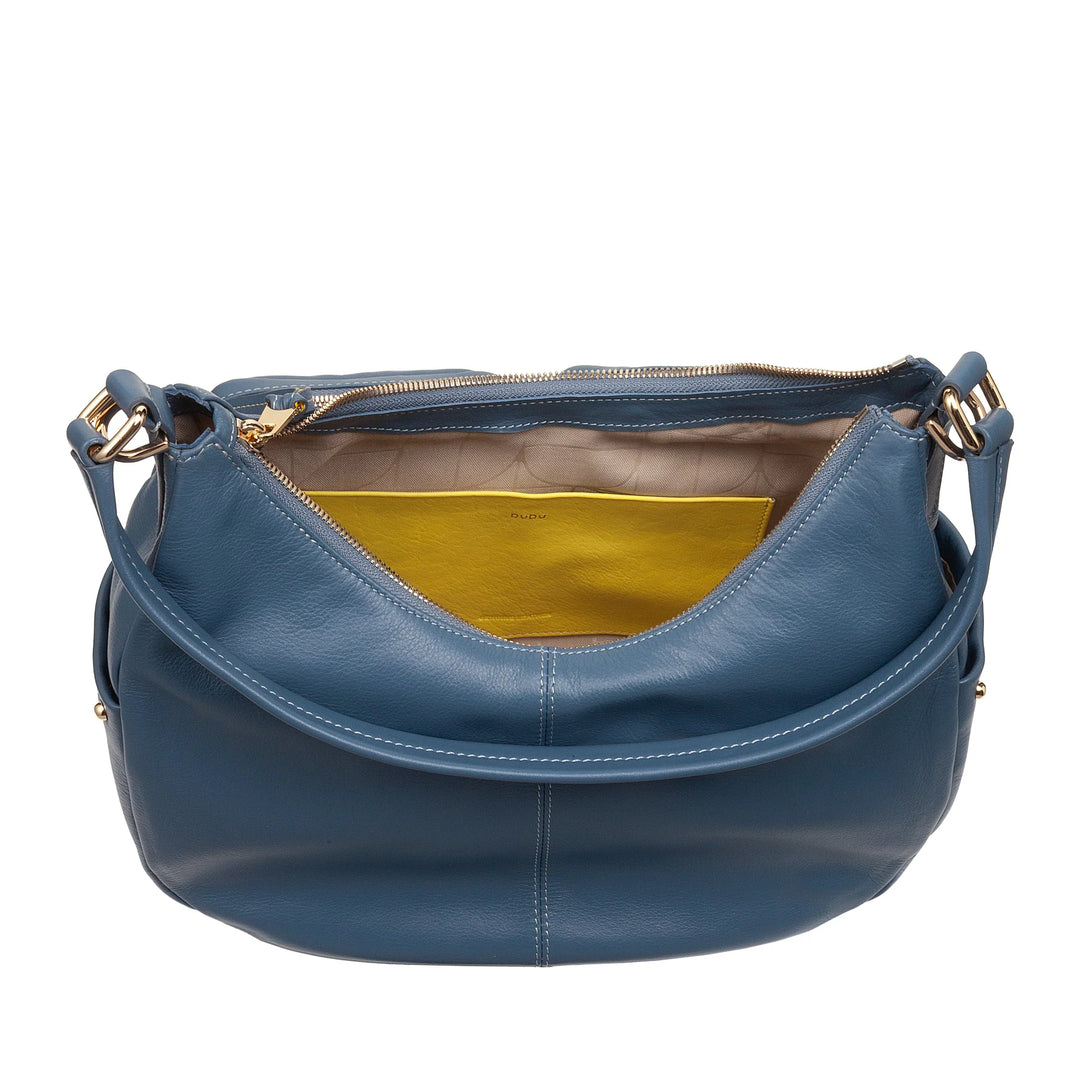 DUDU Borsa a Spalla Donna in Pelle con Tracolla Removibile, Capiente ed Elegante - Hobo Bag con Tasche Multiple, Borsa a Banana con Cerniera