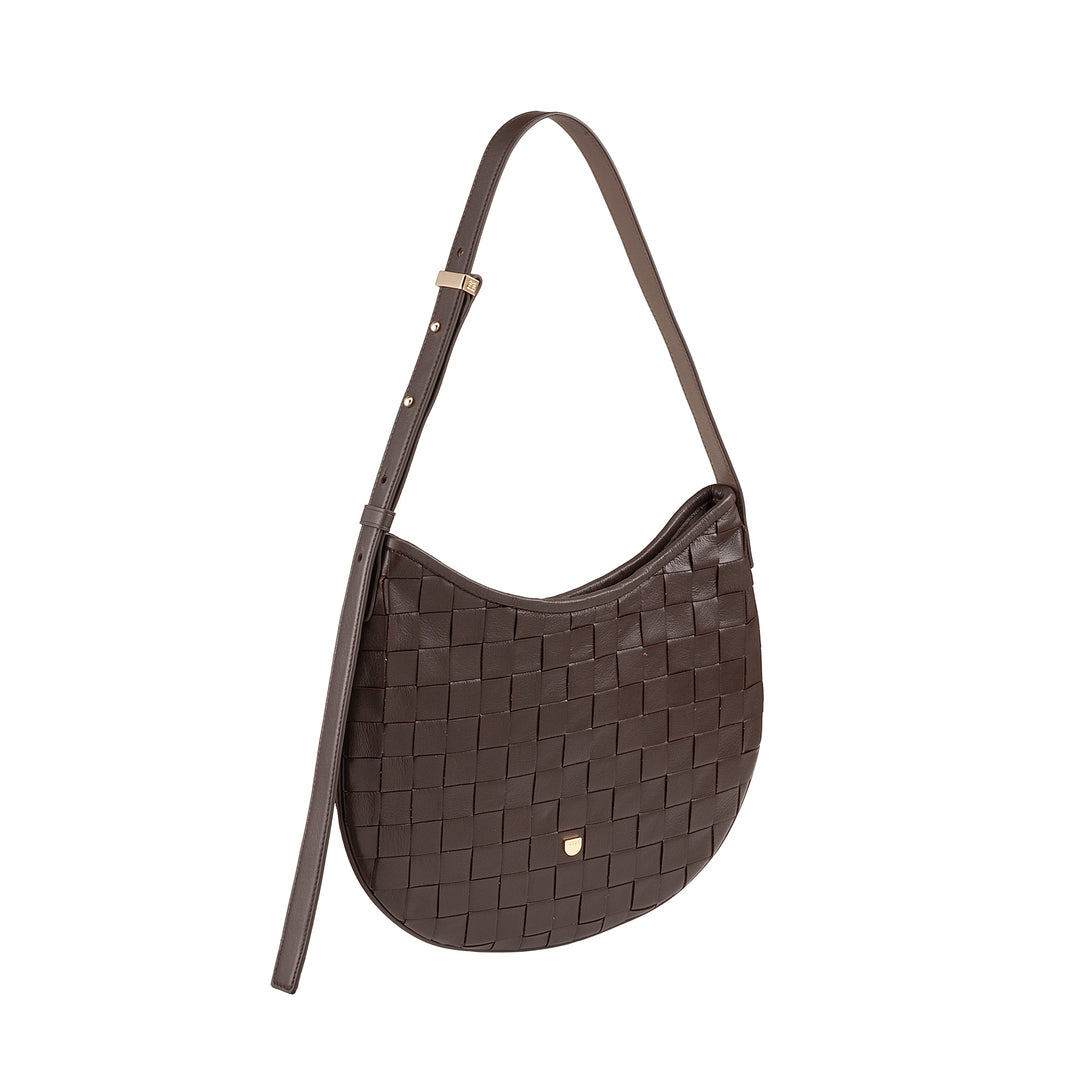 DUDU Borsa a Spalla Donna in Vera Pelle Intrecciata – Elegante Borsa Hobo con Tracolla Regolabile e Cerniera Zip, Design Artigianale, Capiente e Versatile